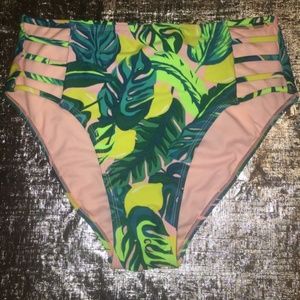 HIGH WAIST BIKINI - TROPICAL LEAF PRINT